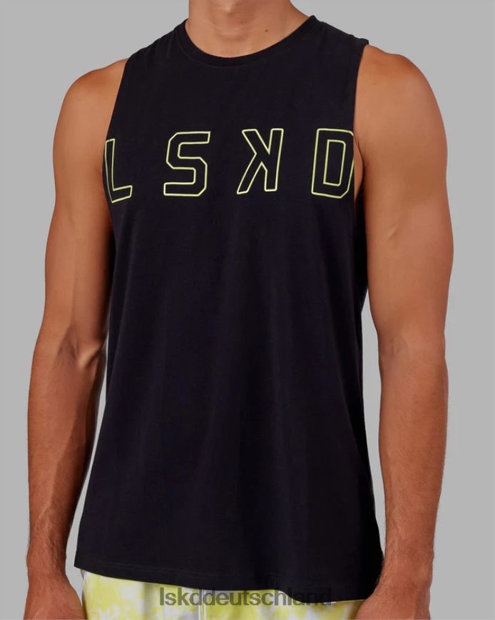 Männer LSKD Erweitern Sie das flxcotton Training Fit Tank – Schwarz-Zitrusgrün Bekleidung VD2NLV1007