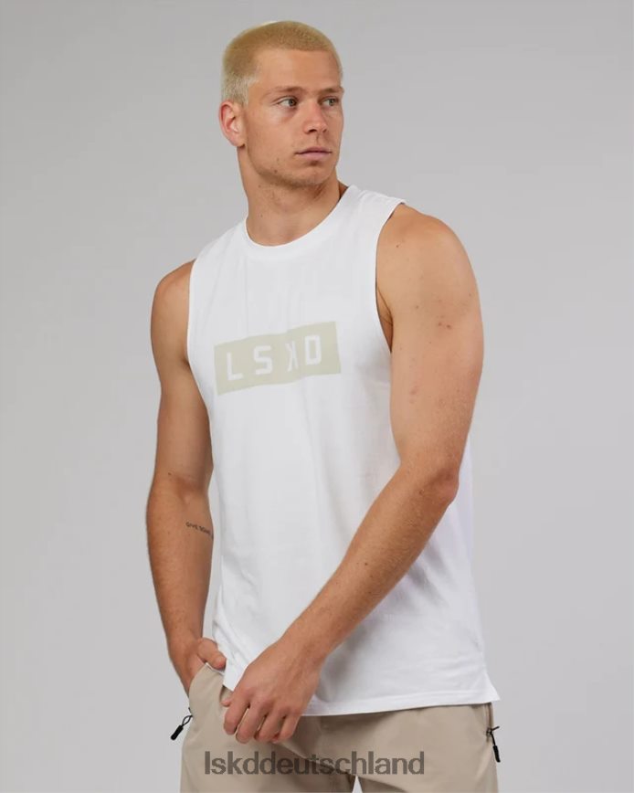 Männer LSKD Kraft-Flxdry-Training-Fit-Performance-Tanktop – Weiß-Taupe Bekleidung VD2NLV1025