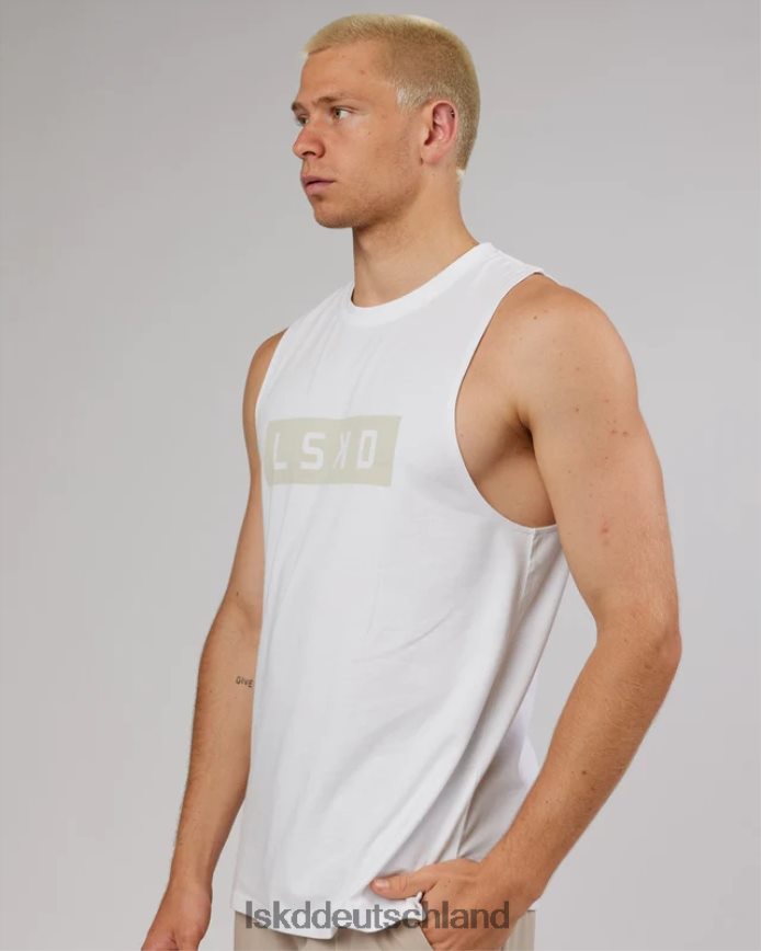 Männer LSKD Kraft-Flxdry-Training-Fit-Performance-Tanktop – Weiß-Taupe Bekleidung VD2NLV1025