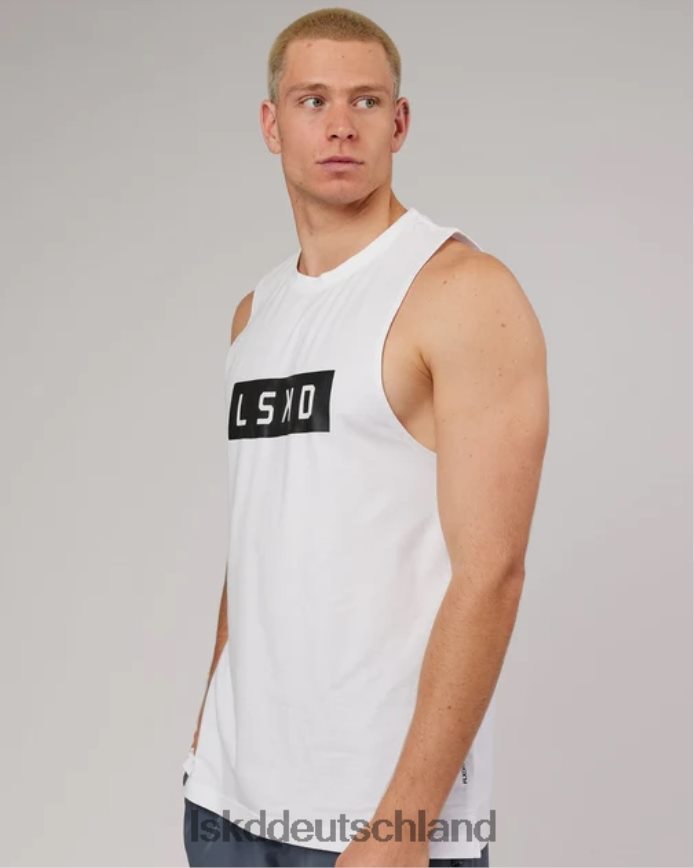 Männer LSKD Kraft-Flxdry-Trainings-Fit-Performance-Tanktop – weiß-schwarz Bekleidung VD2NLV1016