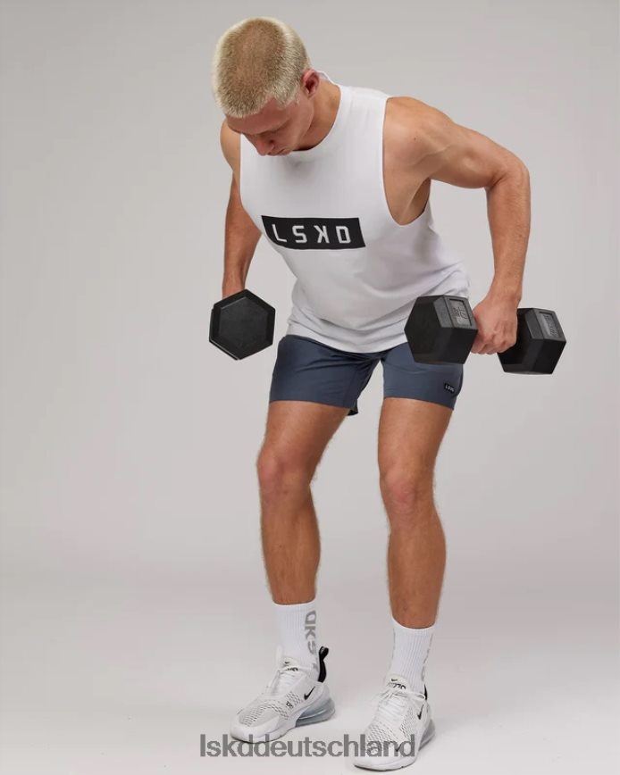 Männer LSKD Kraft-Flxdry-Trainings-Fit-Performance-Tanktop – weiß-schwarz Bekleidung VD2NLV1016