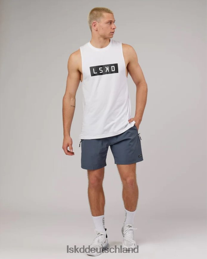 Männer LSKD Kraft-Flxdry-Trainings-Fit-Performance-Tanktop – weiß-schwarz Bekleidung VD2NLV1016