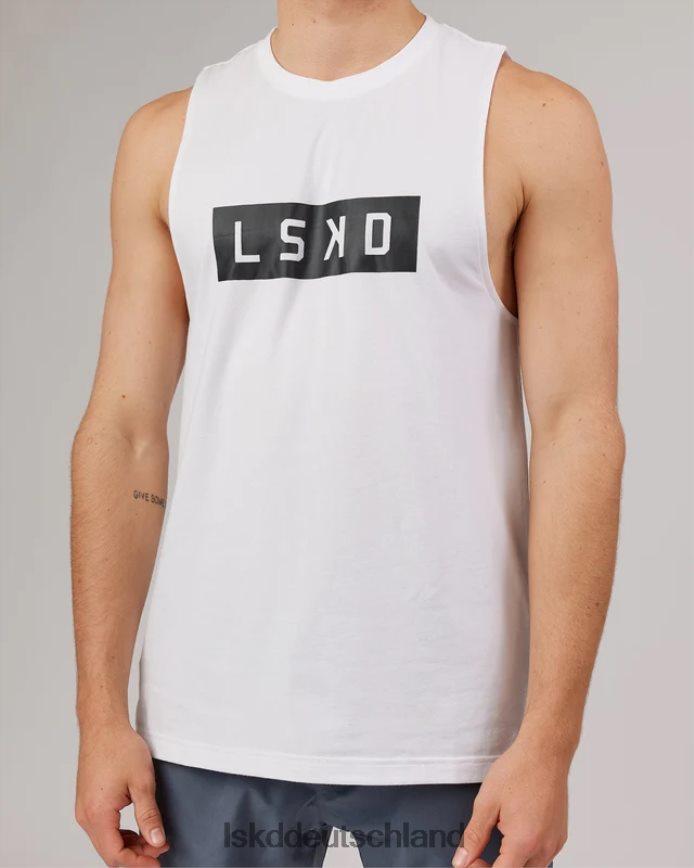 Männer LSKD Kraft-Flxdry-Trainings-Fit-Performance-Tanktop – weiß-schwarz Bekleidung VD2NLV1016