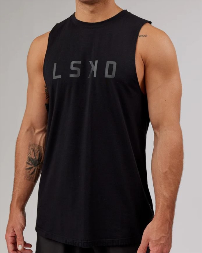 Männer LSKD Power Flxdry Training Fit Tank – Schwarz-Schwarz Bekleidung VD2NLV997