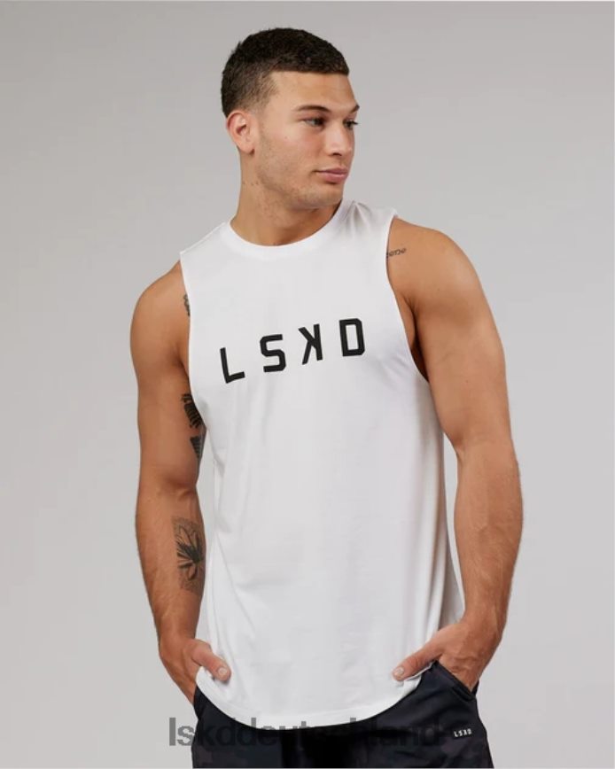 Männer LSKD Power Flxdry Training Fit Tank – weiß-schwarz Bekleidung VD2NLV1024