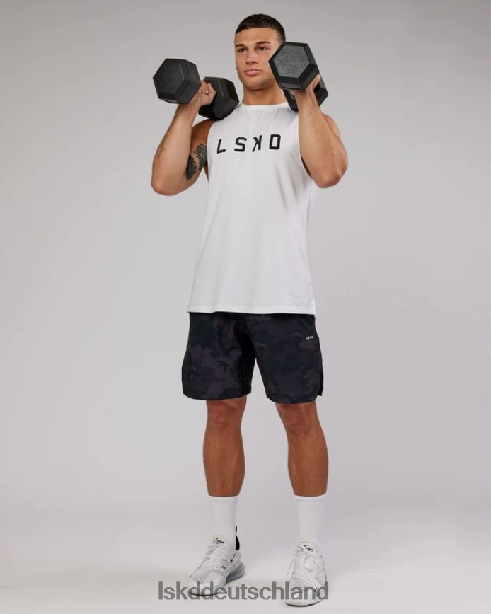 Männer LSKD Power Flxdry Training Fit Tank – weiß-schwarz Bekleidung VD2NLV1024