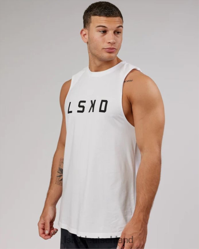 Männer LSKD Power Flxdry Training Fit Tank – weiß-schwarz Bekleidung VD2NLV1024