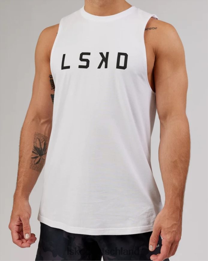 Männer LSKD Power Flxdry Training Fit Tank – weiß-schwarz Bekleidung VD2NLV1024