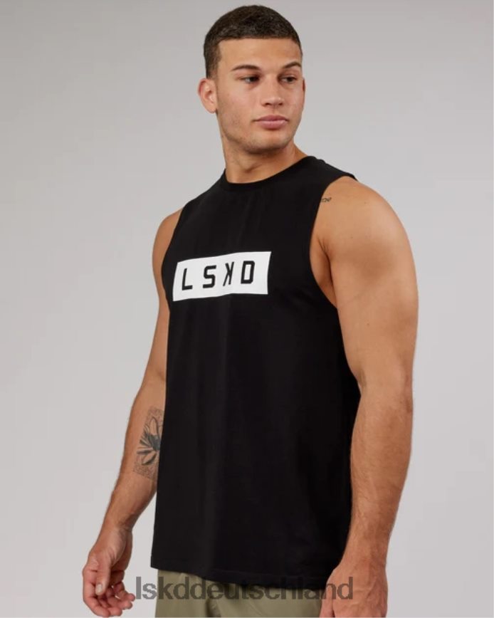 Männer LSKD Strength flxcotton Training Fit Tank – Schwarz-Weiß Bekleidung VD2NLV994