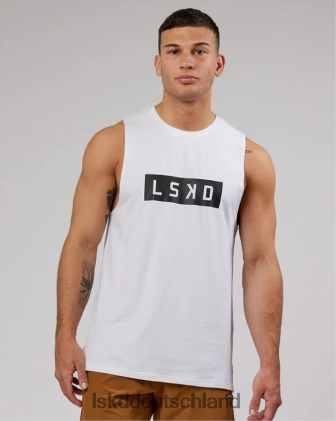 Männer LSKD Strength flxcotton Training Fit Tank – weiß-schwarz Bekleidung VD2NLV990