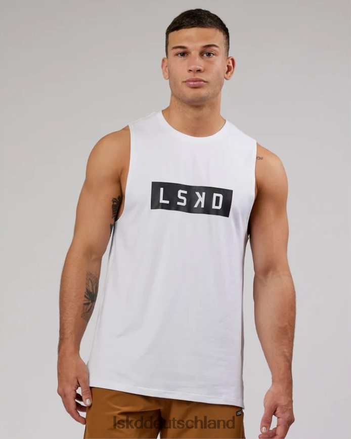 Männer LSKD Strength flxcotton Training Fit Tank – weiß-schwarz Bekleidung VD2NLV990