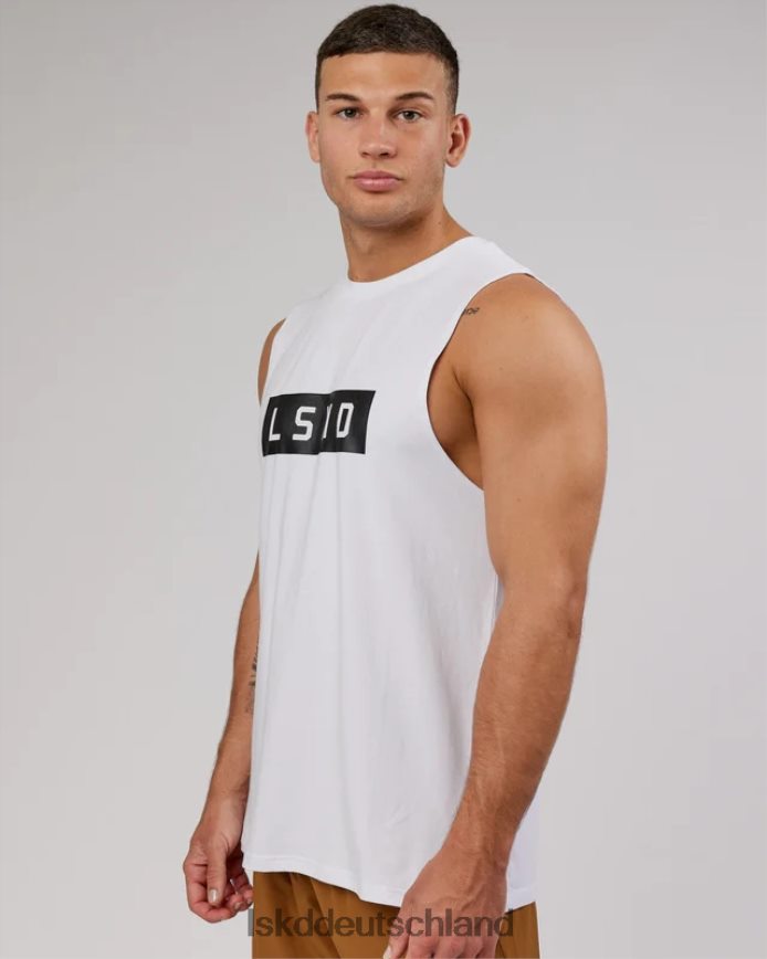 Männer LSKD Strength flxcotton Training Fit Tank – weiß-schwarz Bekleidung VD2NLV990
