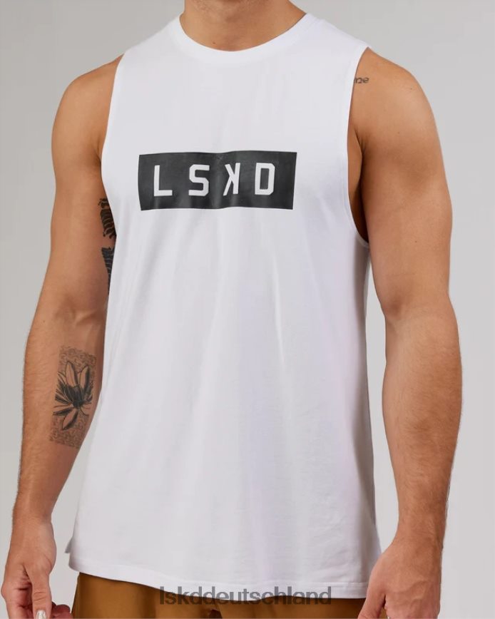 Männer LSKD Strength flxcotton Training Fit Tank – weiß-schwarz Bekleidung VD2NLV990