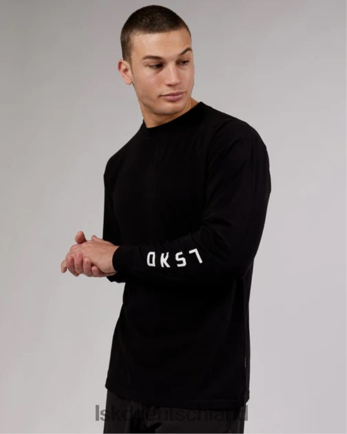 Männer LSKD Extensor FLXCotton Langarm-T-Shirt in Übergröße – Schwarz Bekleidung VD2NLV976