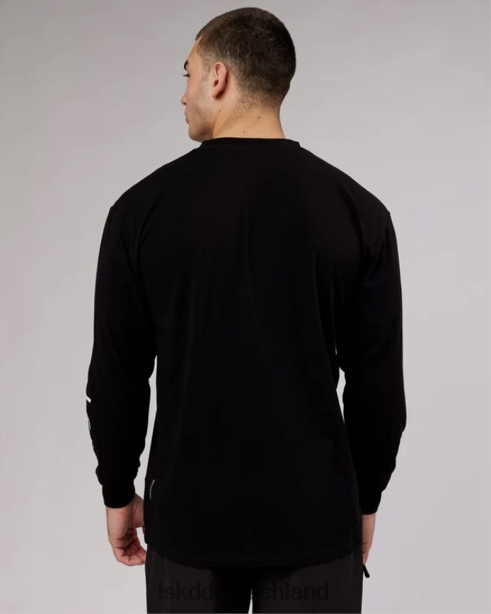 Männer LSKD Extensor FLXCotton Langarm-T-Shirt in Übergröße – Schwarz Bekleidung VD2NLV976