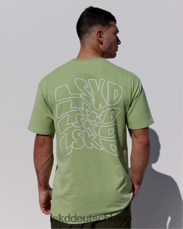 Männer LSKD Mad Happy Heavyweight Longline-T-Shirt in Übergröße – grüne Abb Bekleidung VD2NLV962