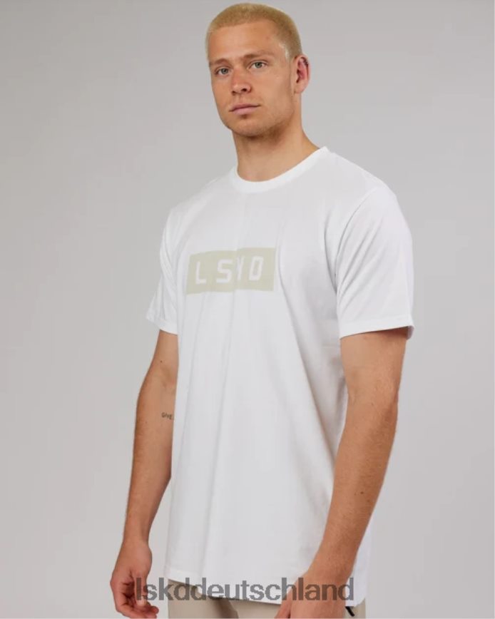 Männer LSKD Strength Flxdry Performance T-Shirt – Weiß-Taupe Bekleidung VD2NLV982