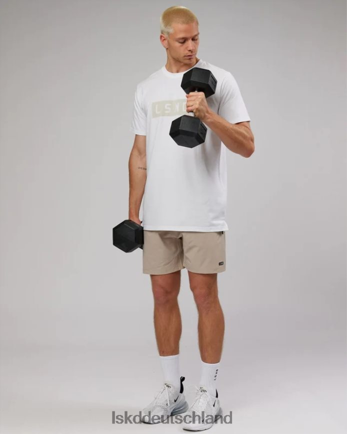 Männer LSKD Strength Flxdry Performance T-Shirt – Weiß-Taupe Bekleidung VD2NLV982
