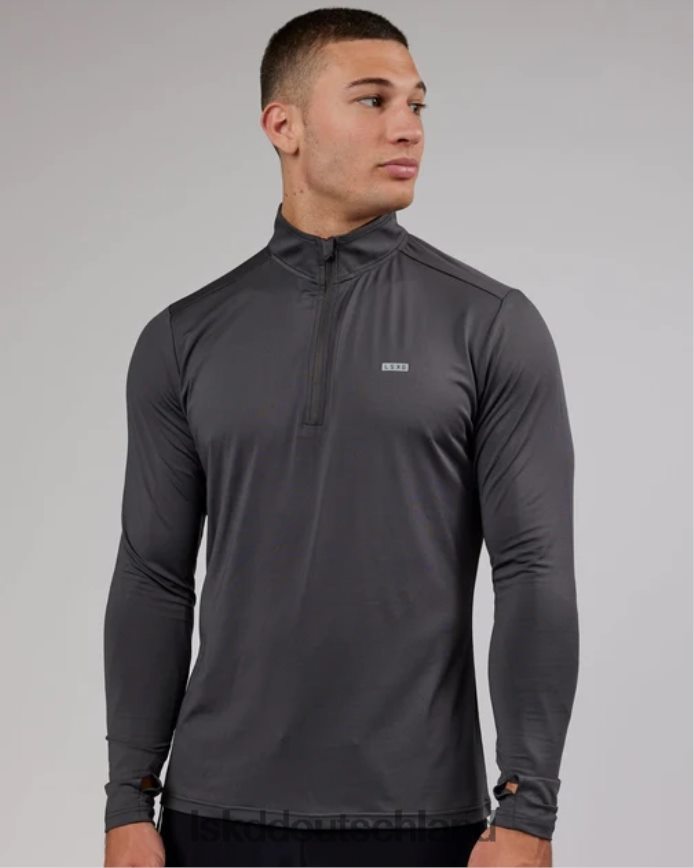 Männer LSKD Stromlinienförmiges Aktiv-Langarmshirt mit 1/4-Reißverschluss – Asphalt Bekleidung VD2NLV985