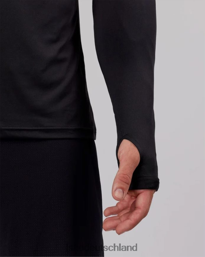 Männer LSKD Stromlinienförmiges Aktiv-Langarmshirt mit 1/4-Reißverschluss – Schwarz Bekleidung VD2NLV984