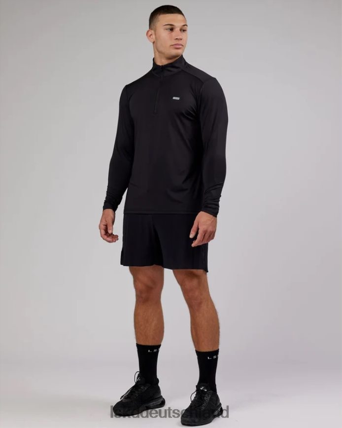 Männer LSKD Stromlinienförmiges Aktiv-Langarmshirt mit 1/4-Reißverschluss – Schwarz Bekleidung VD2NLV984
