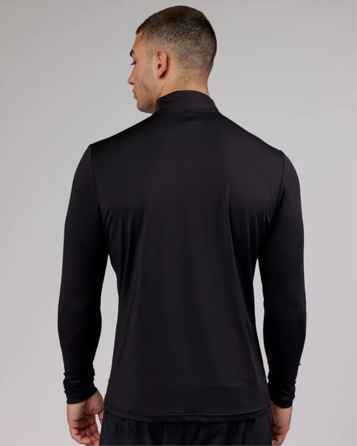 Männer LSKD Stromlinienförmiges Aktiv-Langarmshirt mit 1/4-Reißverschluss – Schwarz Bekleidung VD2NLV984