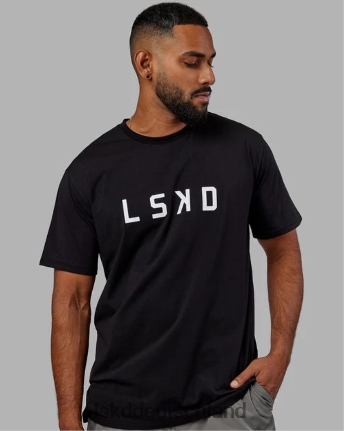 Männer LSKD Struktur-T-Shirt - schwarz-weiß Bekleidung VD2NLV940