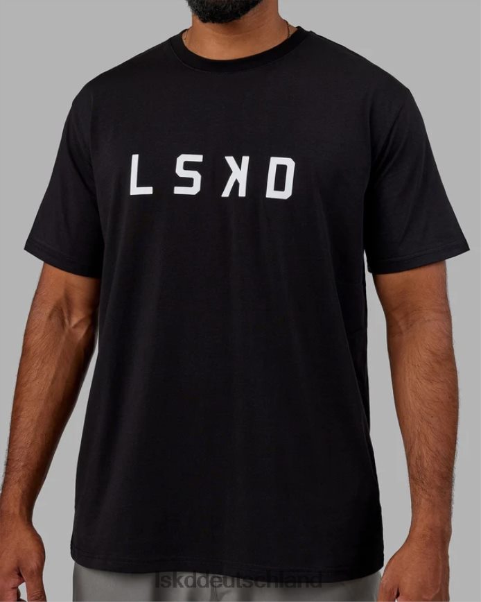 Männer LSKD Struktur-T-Shirt - schwarz-weiß Bekleidung VD2NLV940