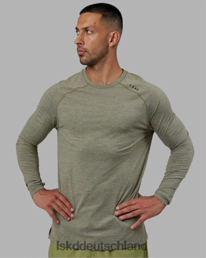Männer LSKD perform vapourflx ls tee – olive marl Bekleidung VD2NLV983