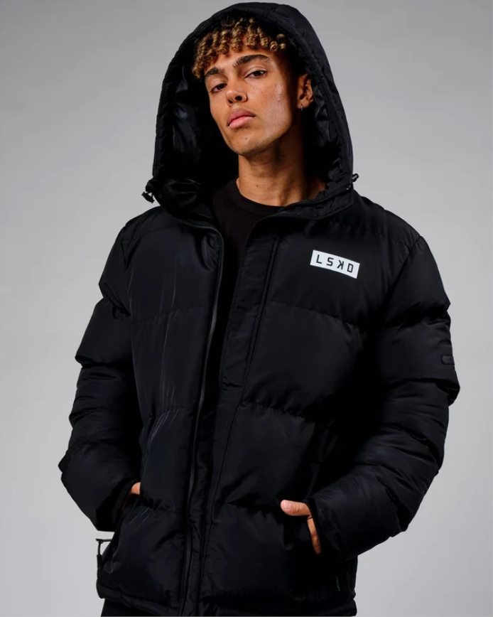 unisex LSKD geröstete Pufferjacke in Übergröße 23 – Schwarz Bekleidung VD2NLV497