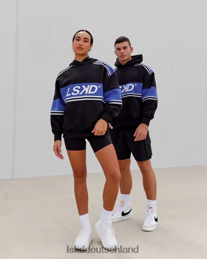 unisex LSKD A-Team Kapuzenpullover in Übergröße – Black-Power-Kobalt Bekleidung VD2NLV456