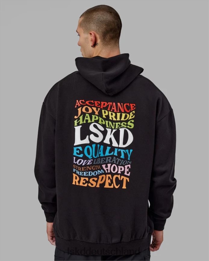 unisex LSKD Amplify Kapuzenpullover in Übergröße – Pride-Schwarz Bekleidung VD2NLV439