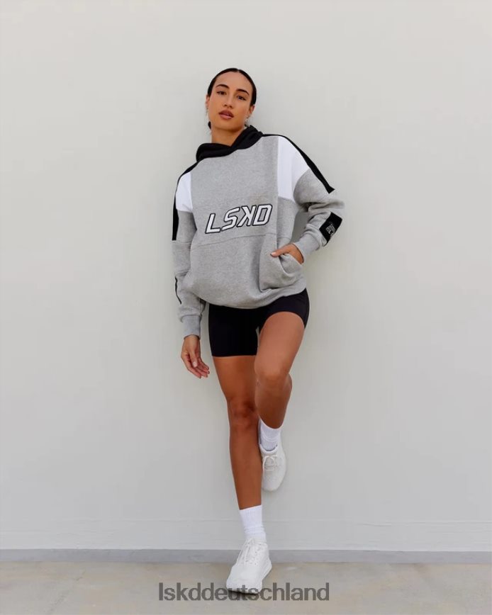 unisex LSKD Slam Kapuzenpullover in Übergröße – Hellgrau meliert-schwarz Bekleidung VD2NLV352