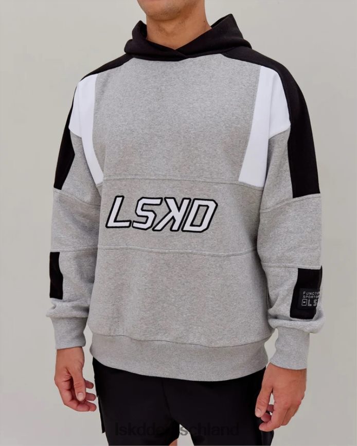 unisex LSKD Slam Kapuzenpullover in Übergröße – Hellgrau meliert-schwarz Bekleidung VD2NLV352