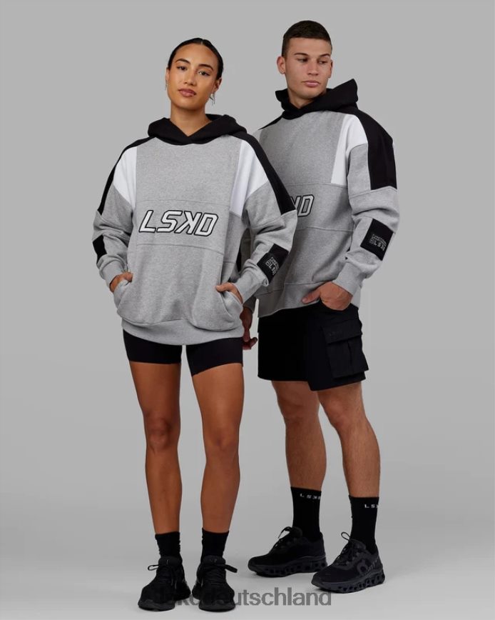 unisex LSKD Slam Kapuzenpullover in Übergröße – Hellgrau meliert-schwarz Bekleidung VD2NLV352