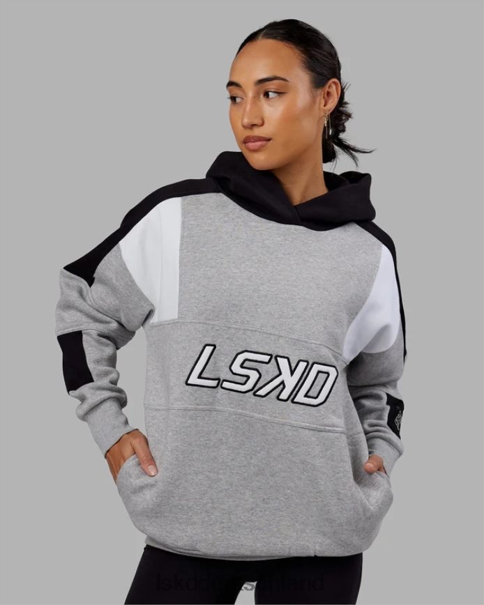 unisex LSKD Slam Kapuzenpullover in Übergröße – Hellgrau meliert-schwarz Bekleidung VD2NLV352