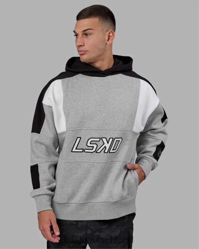 unisex LSKD Slam Kapuzenpullover in Übergröße – Hellgrau meliert-schwarz Bekleidung VD2NLV352