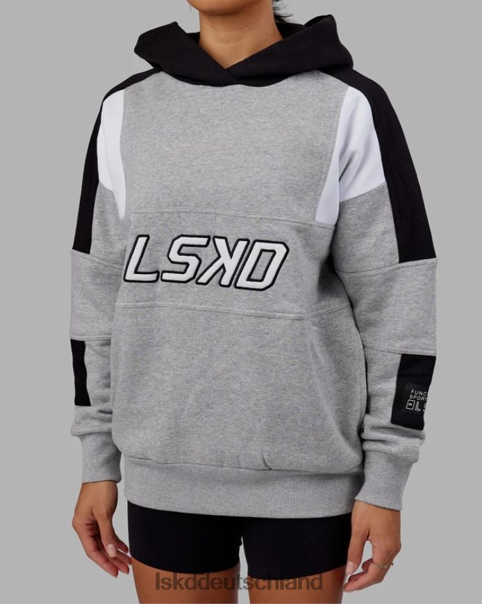 unisex LSKD Slam Kapuzenpullover in Übergröße – Hellgrau meliert-schwarz Bekleidung VD2NLV352
