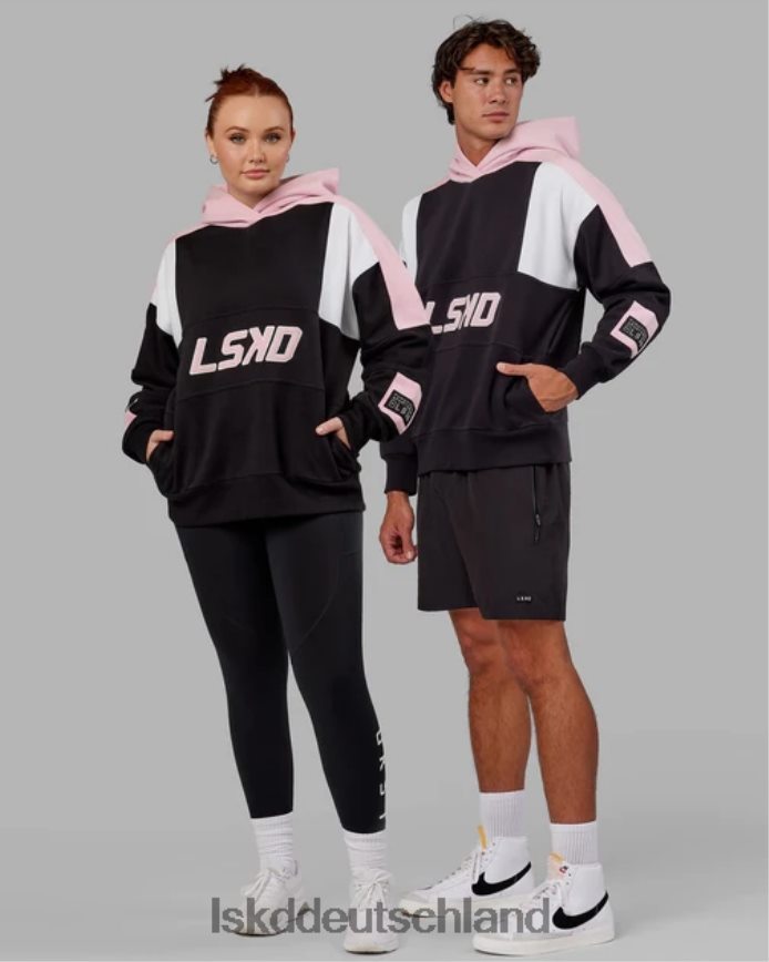 unisex LSKD Slam Kapuzenpullover in Übergröße – Schwarz-Blütenrosa Bekleidung VD2NLV453