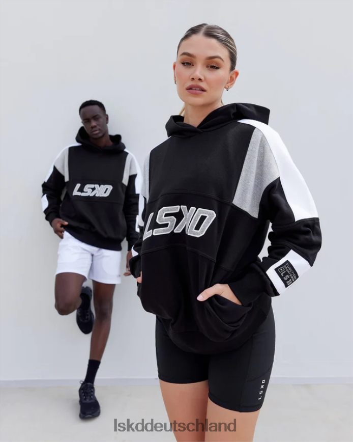 unisex LSKD Slam Kapuzenpullover in Übergröße – schwarz-hellgrau meliert Bekleidung VD2NLV385