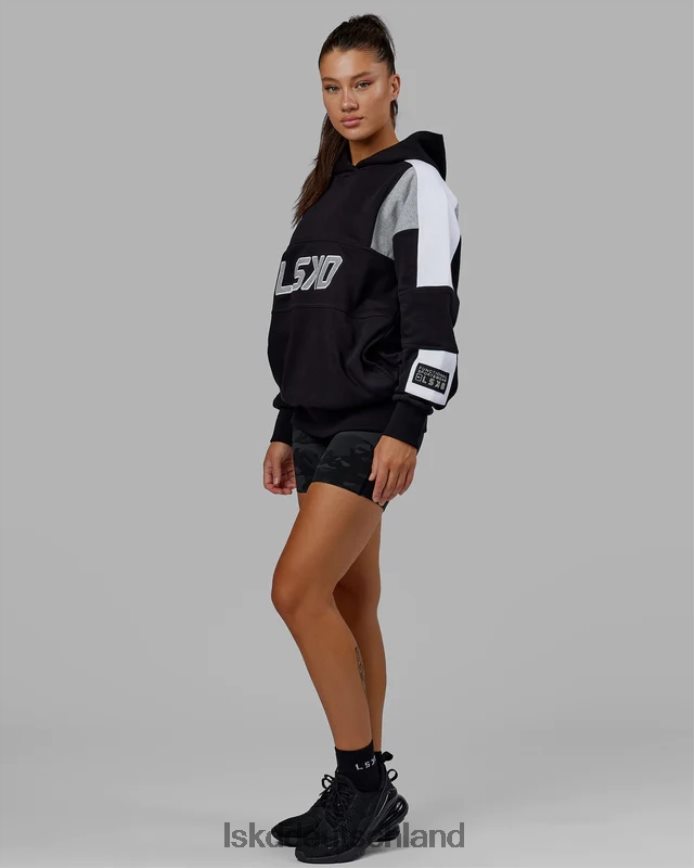 unisex LSKD Slam Kapuzenpullover in Übergröße – schwarz-hellgrau meliert Bekleidung VD2NLV385