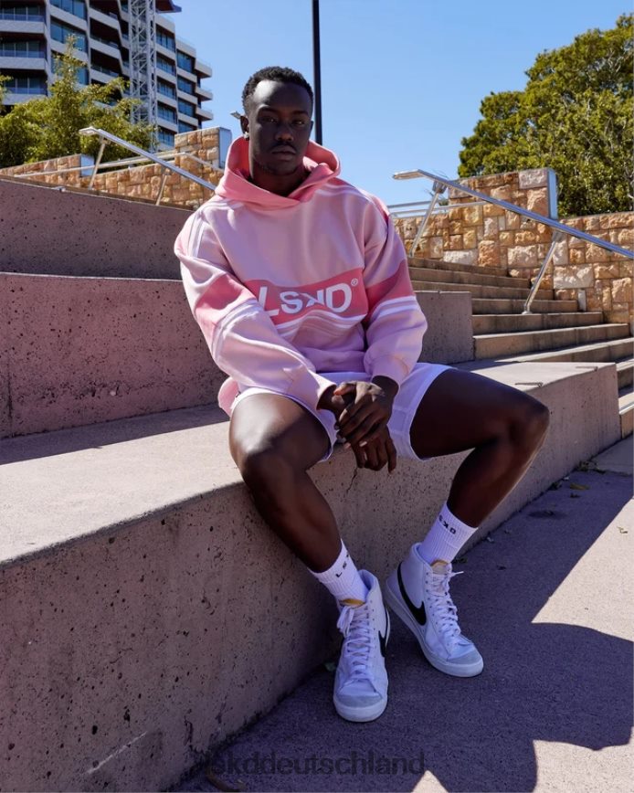 unisex LSKD a-team Kapuzenpullover in Übergröße – Blütenblattrosa-Pfingstrosenrosa Bekleidung VD2NLV454
