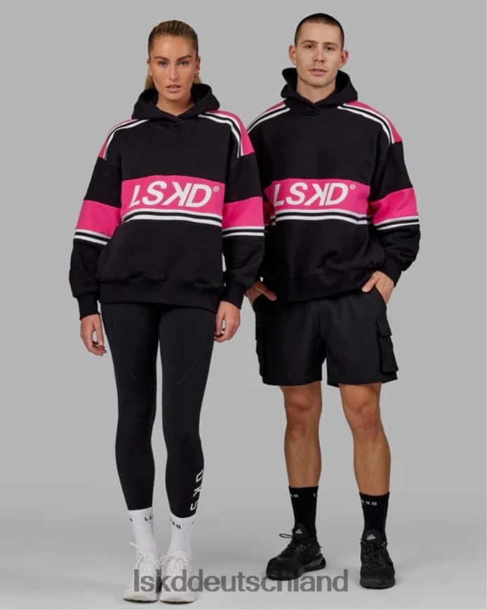 unisex LSKD a-team Kapuzenpullover in Übergröße - Schwarz-Rosa Bekleidung VD2NLV409