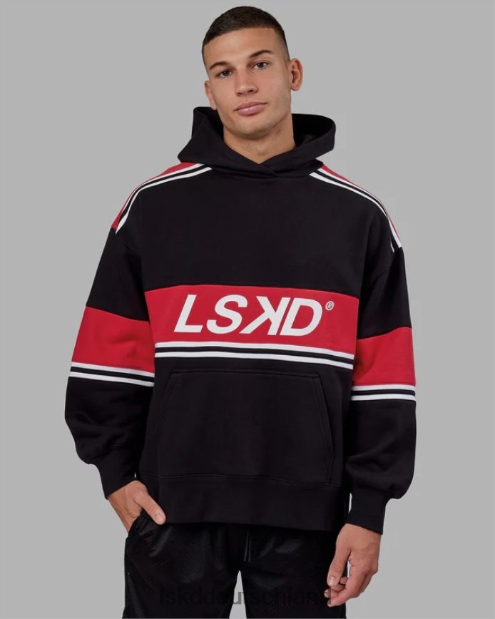 unisex LSKD a-team Kapuzenpullover in Übergröße – Schwarz-Scharlachrot Bekleidung VD2NLV458