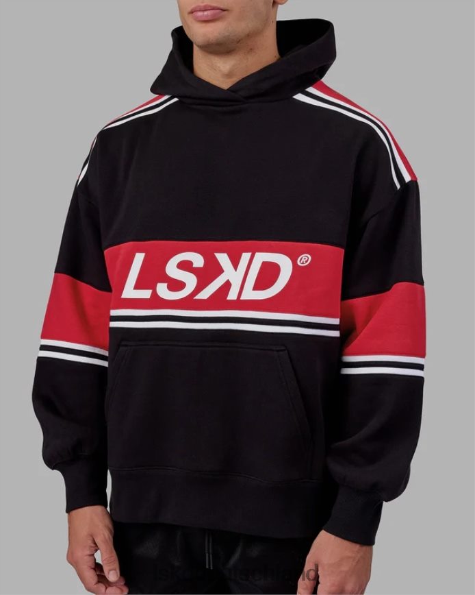 unisex LSKD a-team Kapuzenpullover in Übergröße – Schwarz-Scharlachrot Bekleidung VD2NLV458