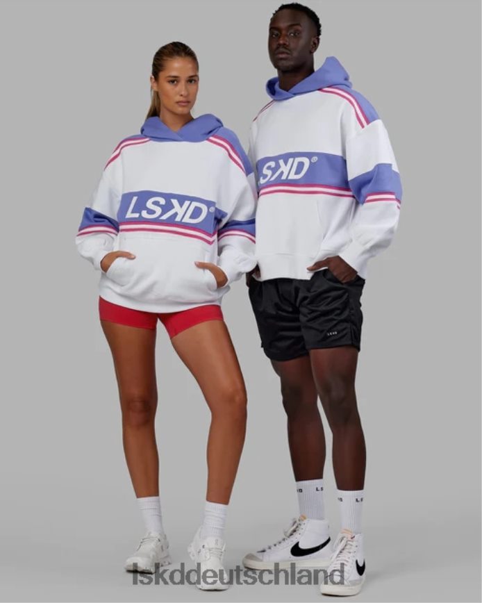unisex LSKD a-team Kapuzenpullover in Übergröße – Weiß-Kornblumenblau Bekleidung VD2NLV457