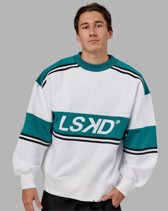 unisex LSKD A-Team-Pullover in Übergröße – Weiß-Deep Lake Bekleidung VD2NLV355