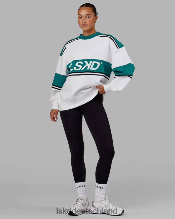 unisex LSKD A-Team-Pullover in Übergröße – Weiß-Deep Lake Bekleidung VD2NLV355