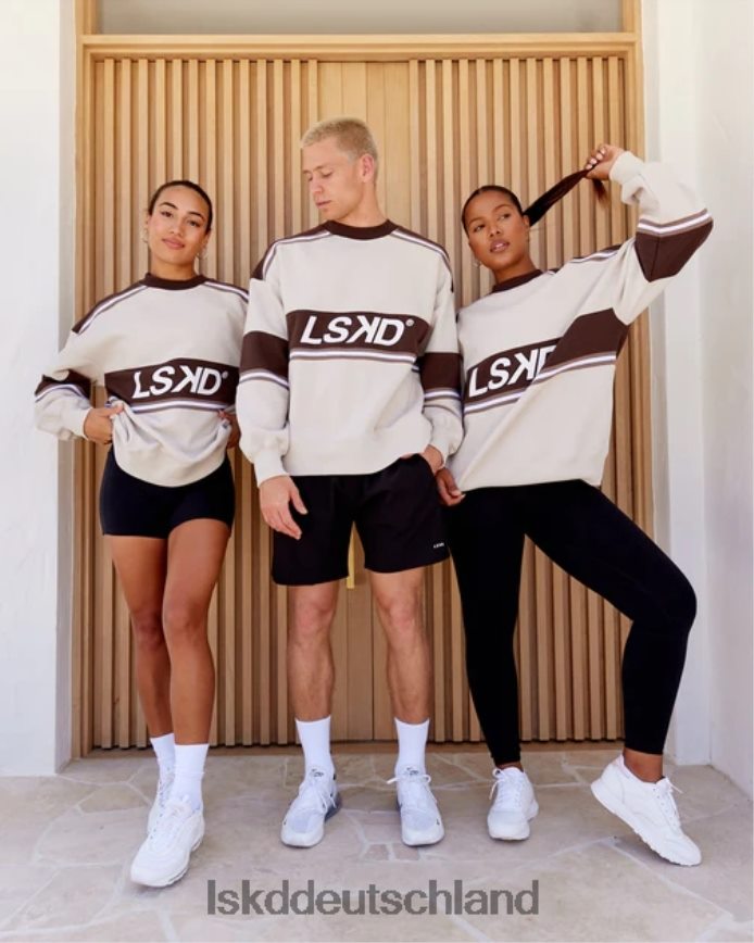 unisex LSKD A-Team-Pullover in Übergröße – Weiß-Deep Taupe Bekleidung VD2NLV410