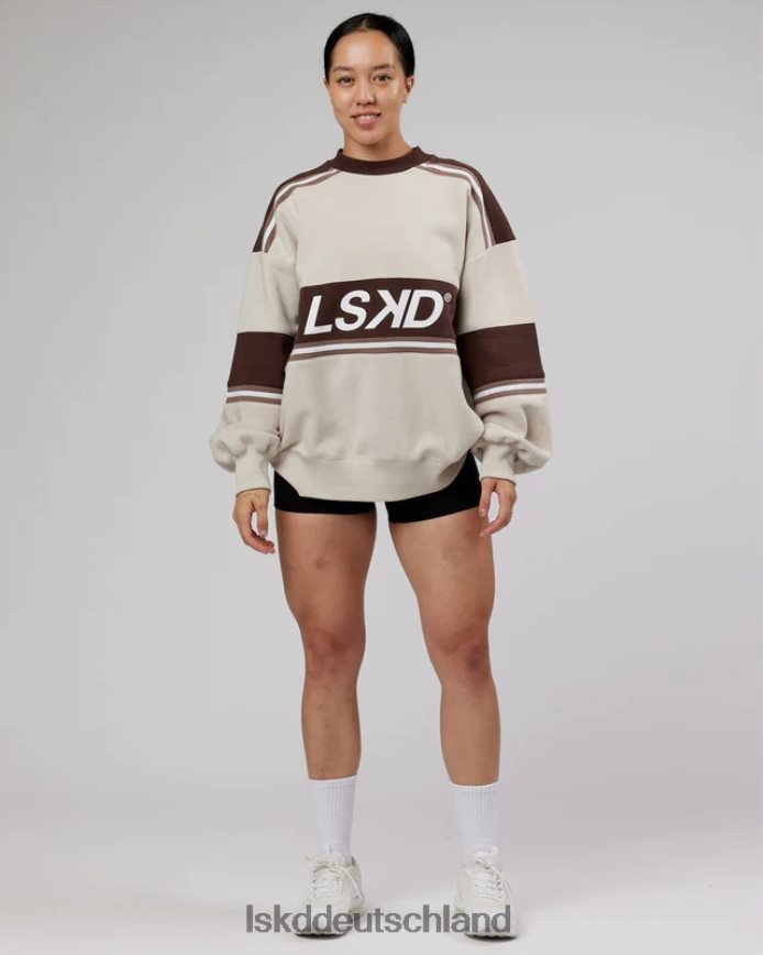 unisex LSKD A-Team-Pullover in Übergröße – Weiß-Deep Taupe Bekleidung VD2NLV410